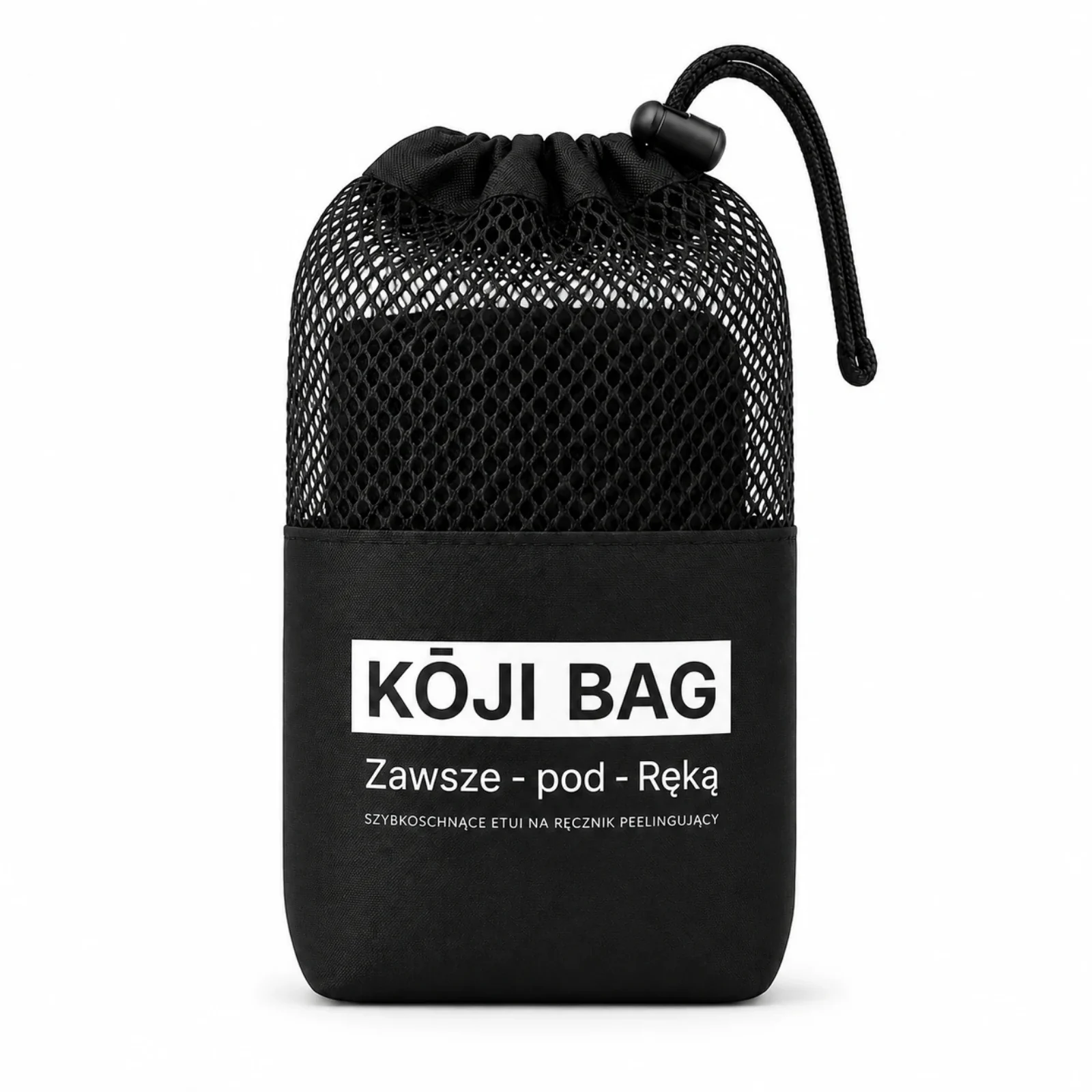 Czarne etui Kōji Bag z siateczką, dolnym panelem i ściągaczem