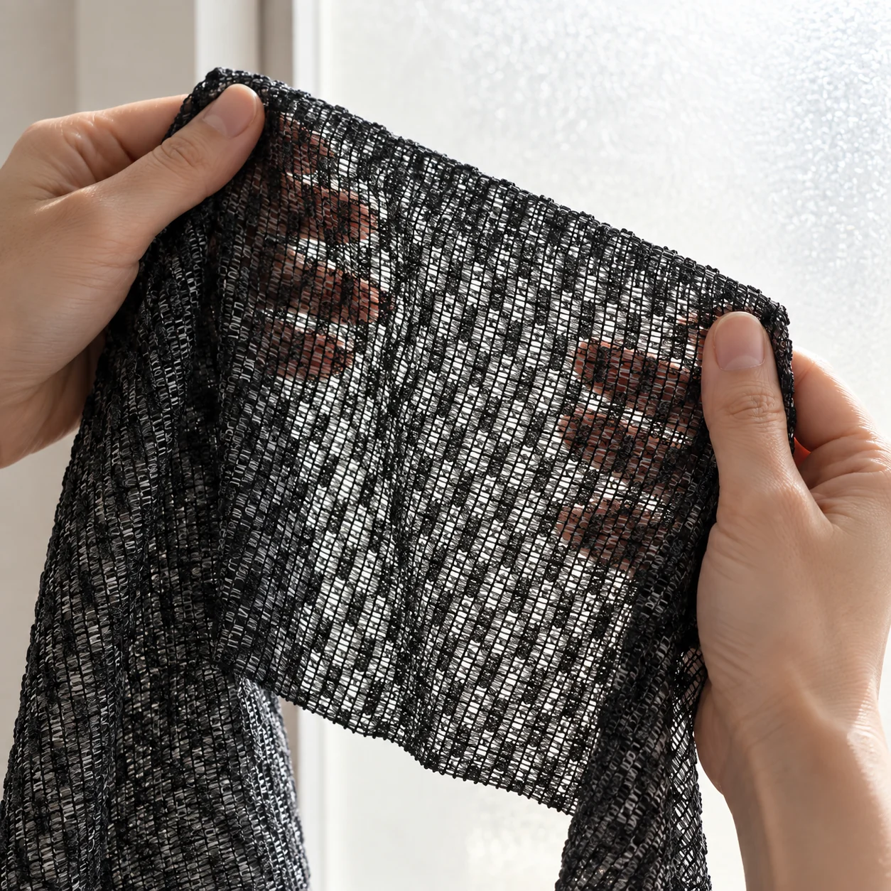 Materiał Kōji Towel oglądany pod światło